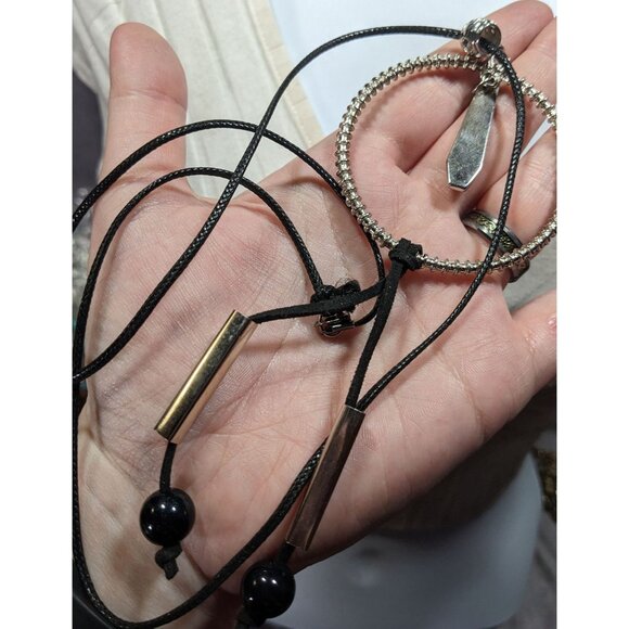 Brutalist Abstract Dangling Hoop Tassel Necklace - Picture 6 of 7